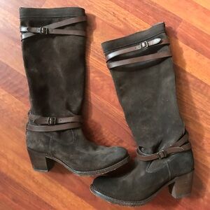 FRYE Jane Strappy Knee-High Suede Boots
